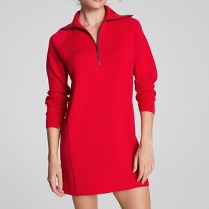 SPANX Red Zip-Front Sweater Dress